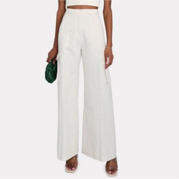 Torn by Ronny Kobo Bernee Trouser Pants Wide Leg Cargo in Stone / Cream - Picture 1 of 14